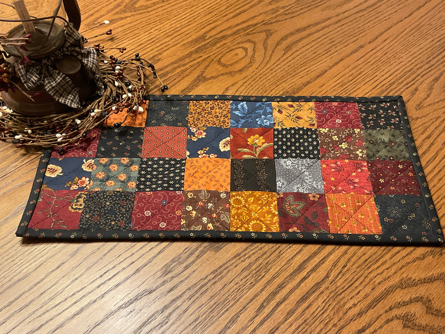 Primitive Farmhouse Scrappy Table Runner Item #1908