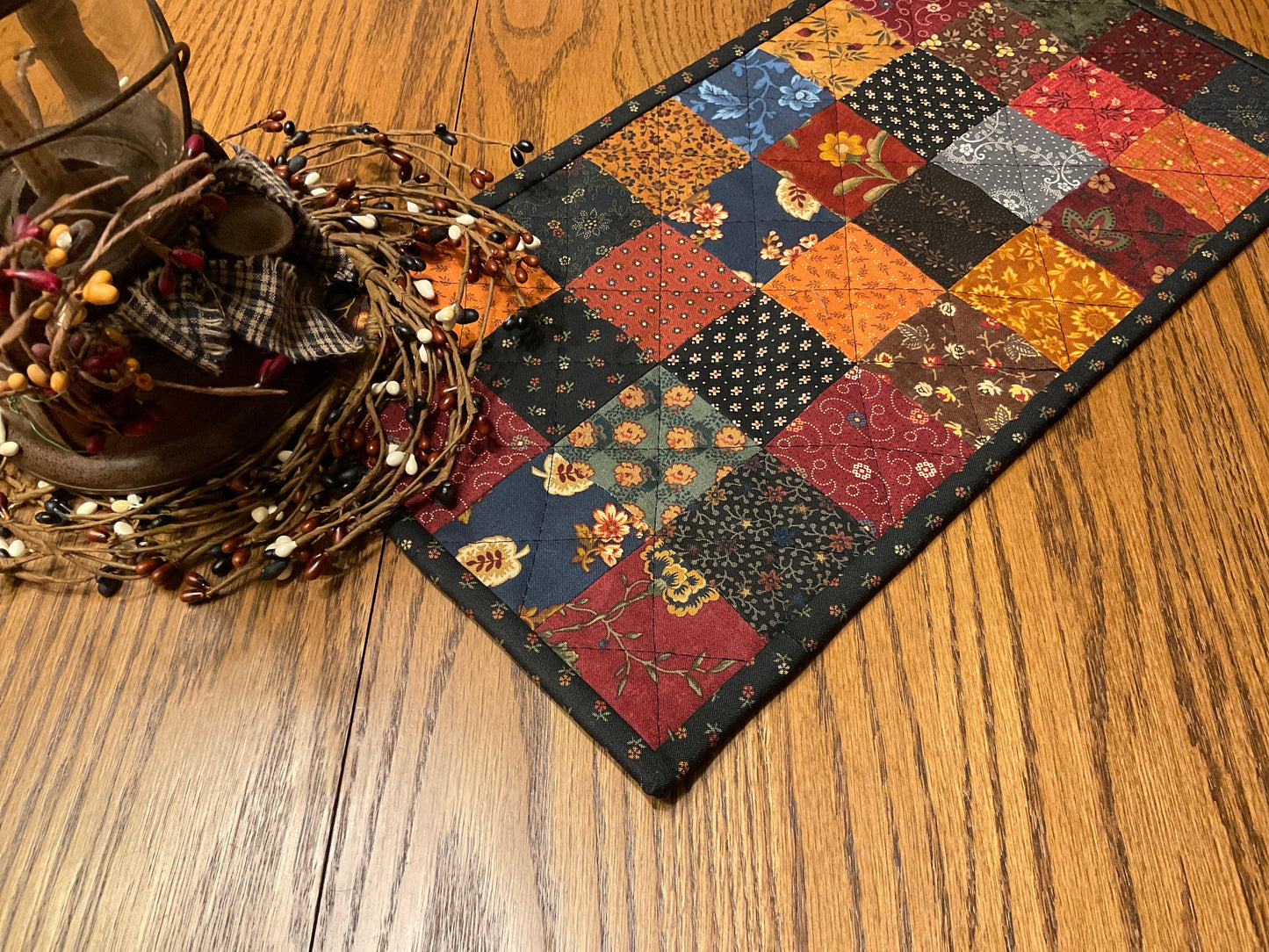 Primitive Farmhouse Scrappy Table Runner Item #1908