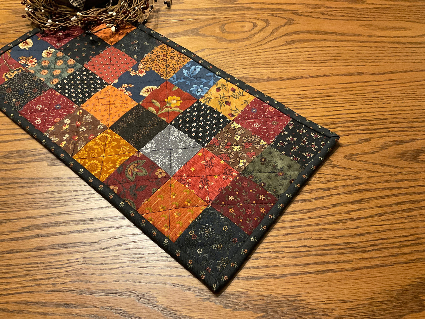 Primitive Farmhouse Scrappy Table Runner Item #1908