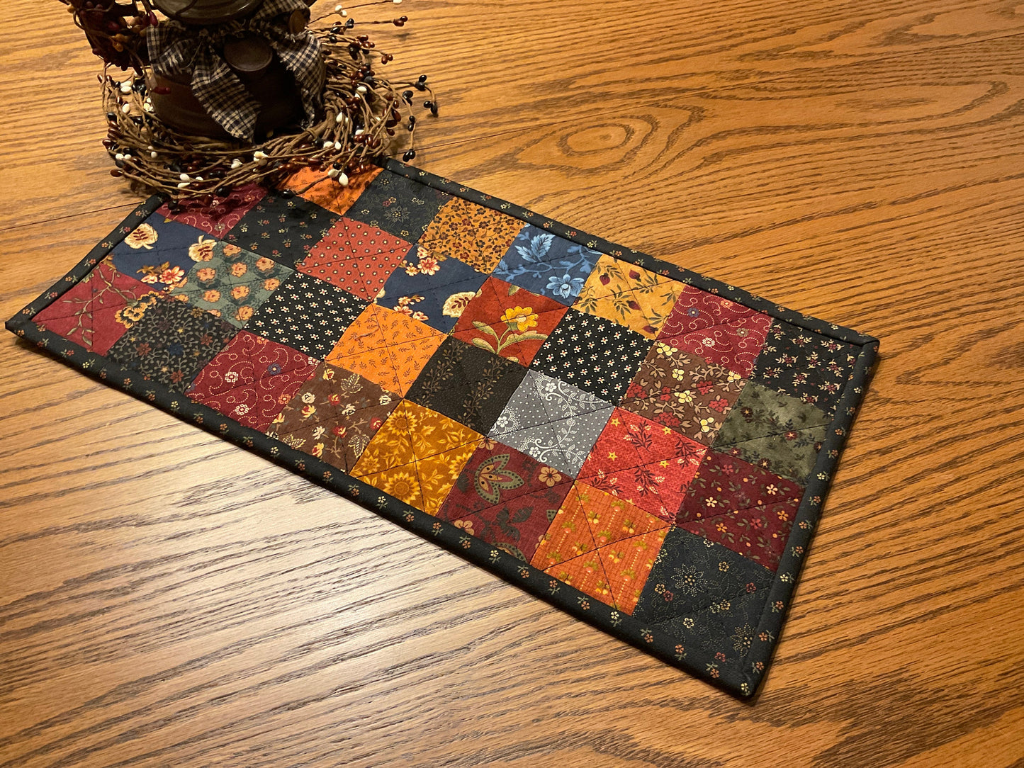 Primitive Farmhouse Scrappy Table Runner Item #1908