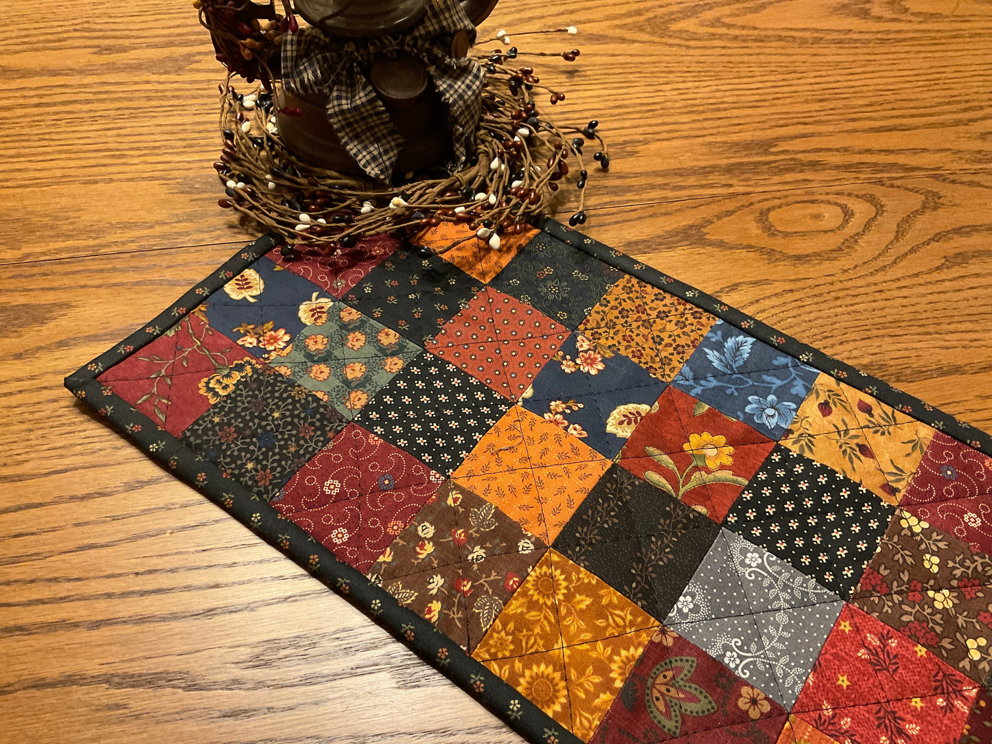 Primitive Farmhouse Scrappy Table Runner Item #1908