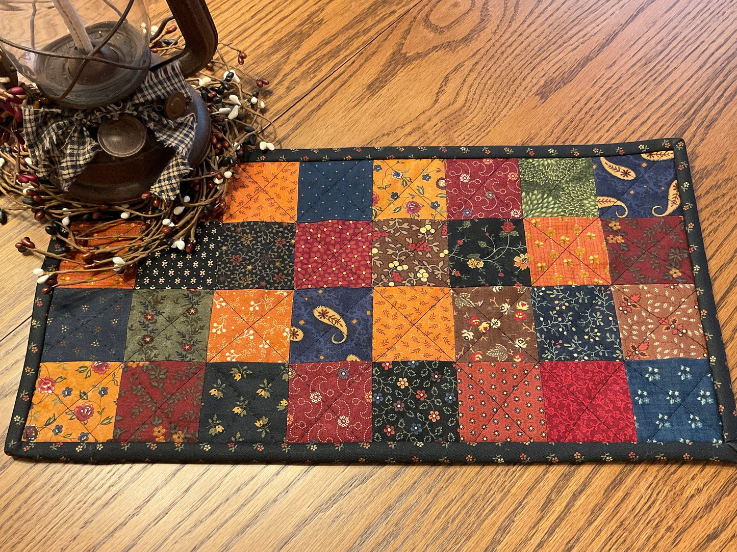 Primitive Farmhouse Scrappy Table Runner Item #1925