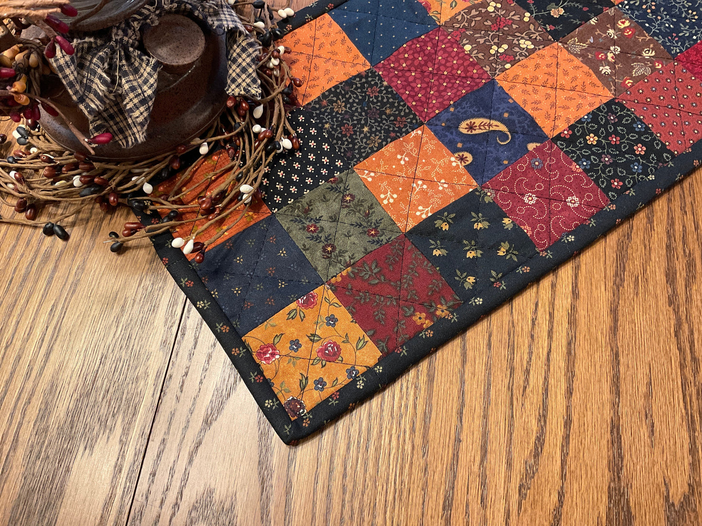 Primitive Farmhouse Scrappy Table Runner Item #1925