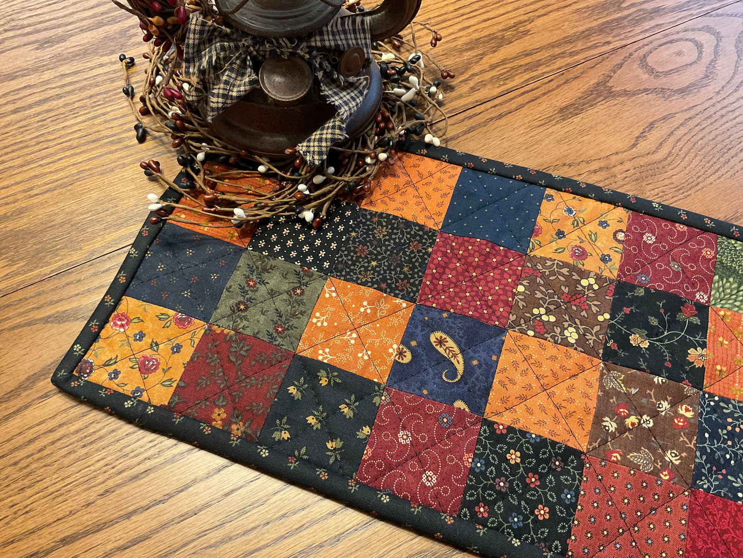 Primitive Farmhouse Scrappy Table Runner Item #1925