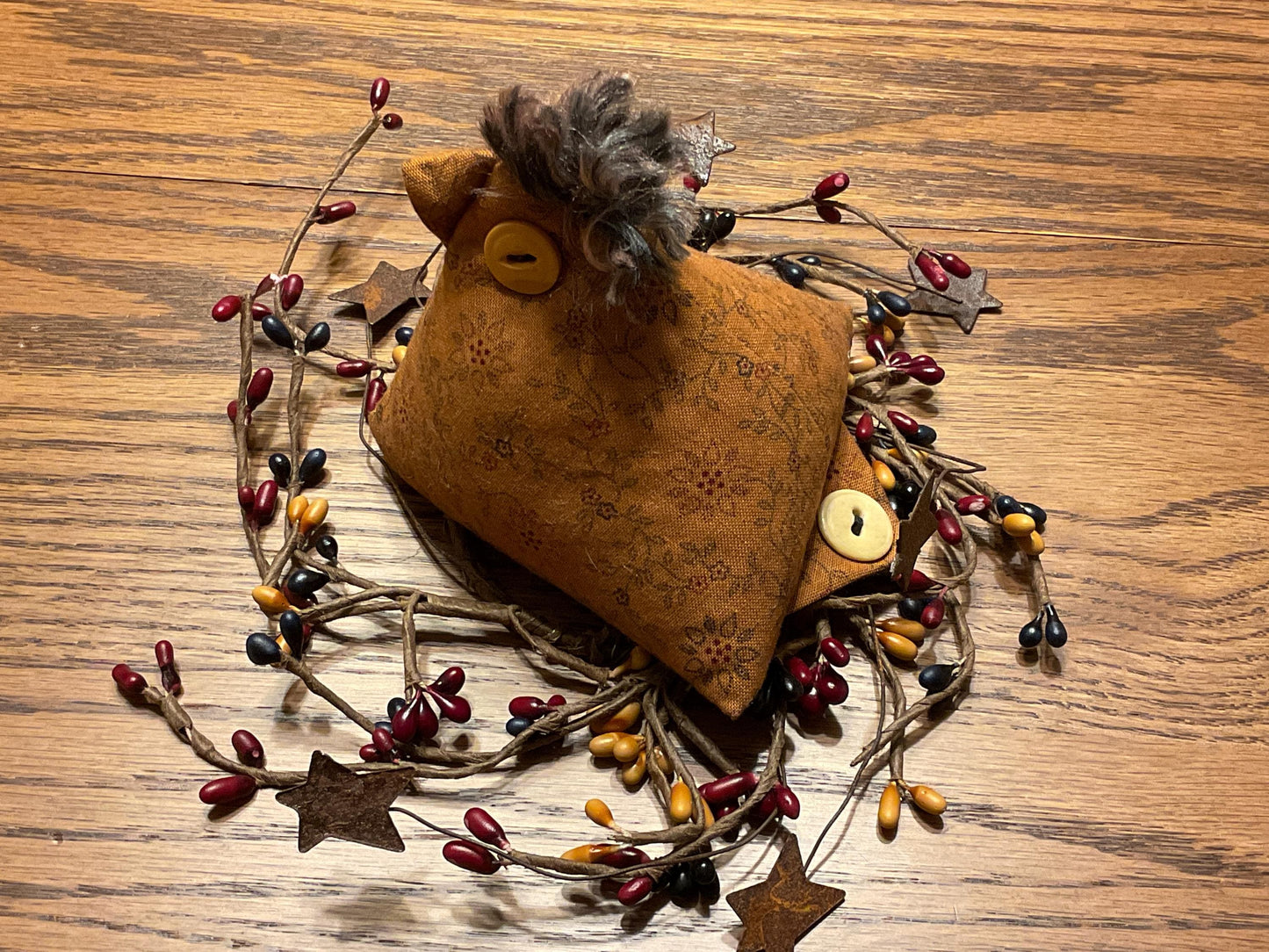 Primitive Farmhouse Chicken Pin Cushion, Shelf Sitter, Basket Filler Item #1935
