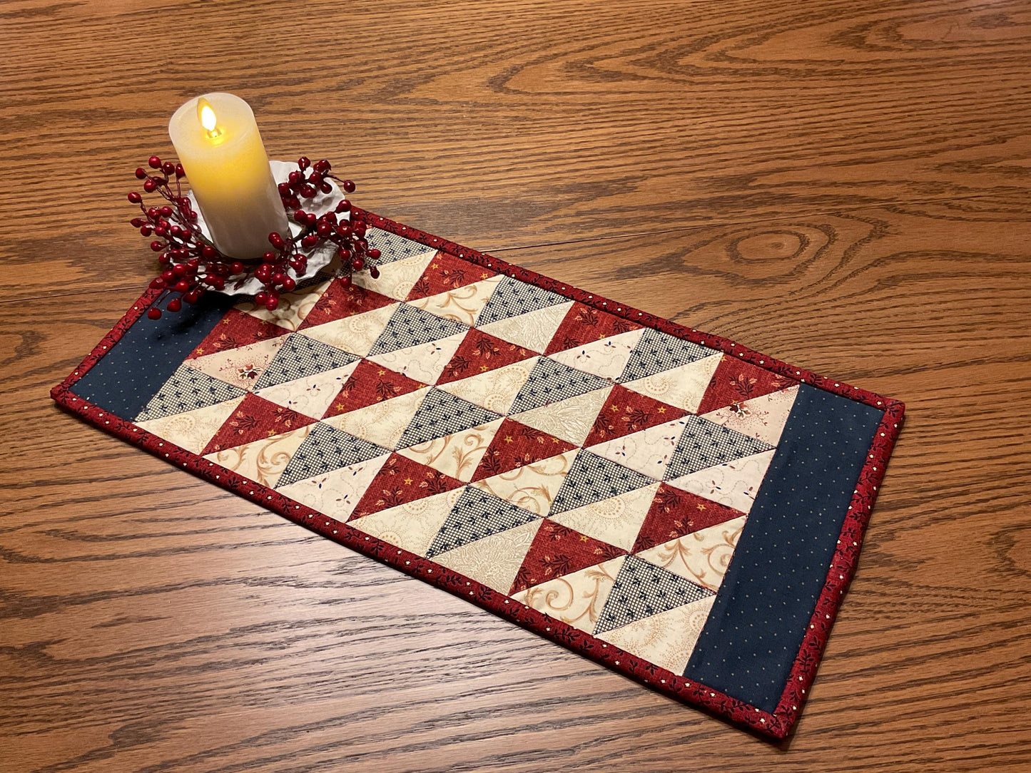 Primitive Farmhouse Scrappy Table Runner Item #1969