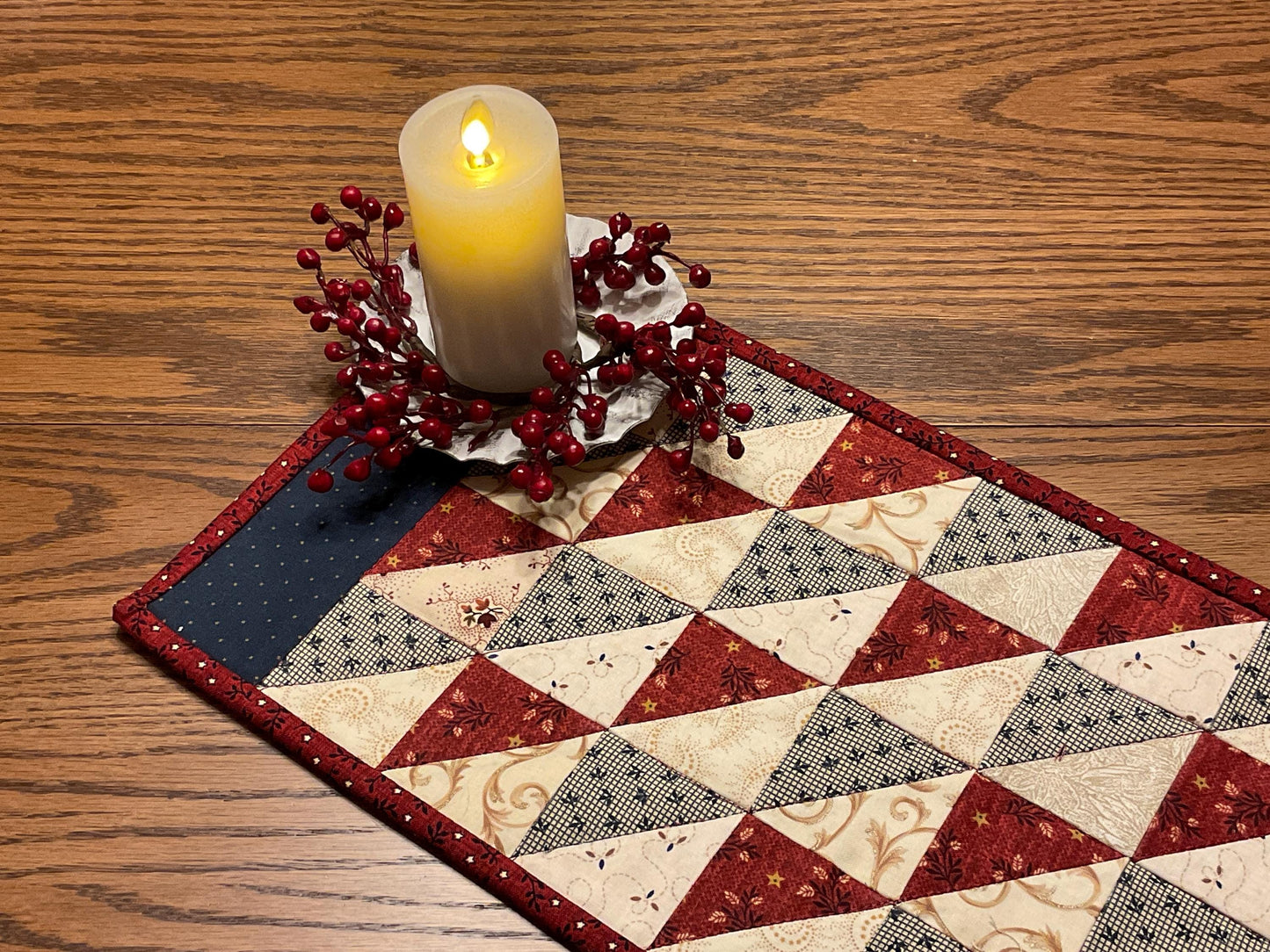 Primitive Farmhouse Scrappy Table Runner Item #1969