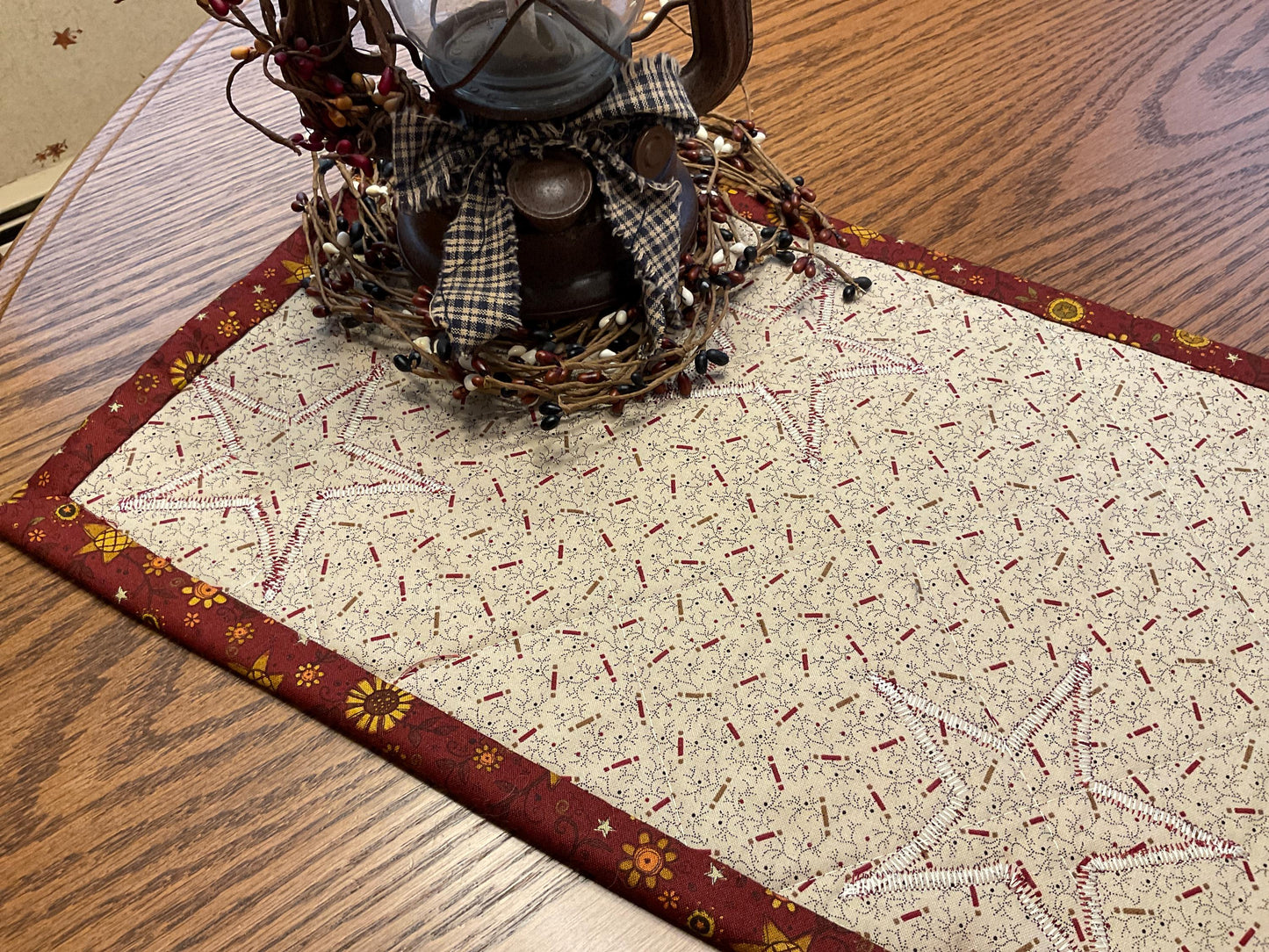 Primitive Farmhouse Americana Star Table Runner Item #1979