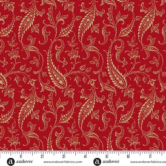 Bridgeport by Jo Morton Red Paisley Vines A5601R