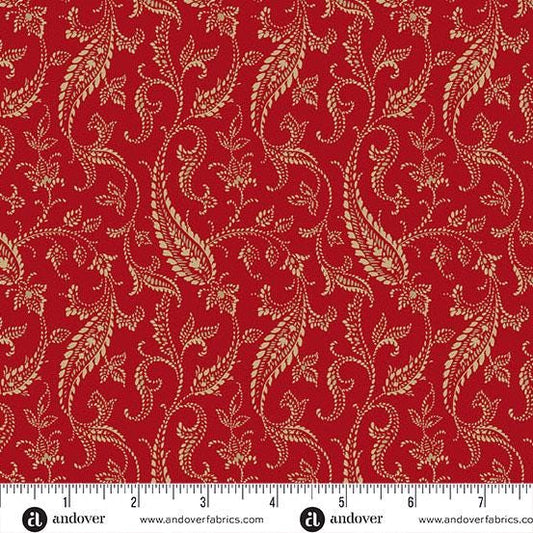 Bridgeport by Jo Morton Red Paisley Vines A5601R