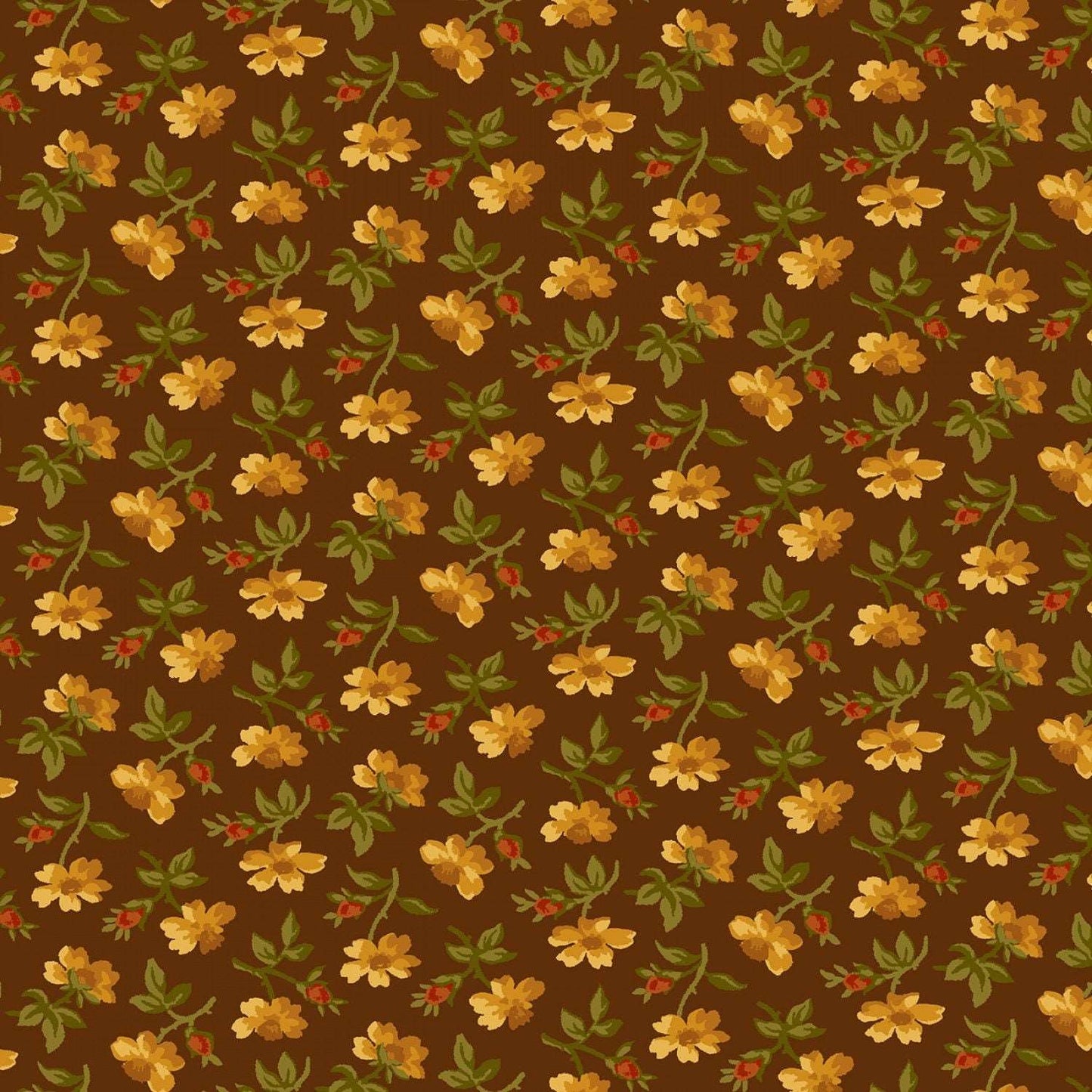 Grasslands by Laura Berringer Brown Field Daisy's Flannel # R3823-BROWN