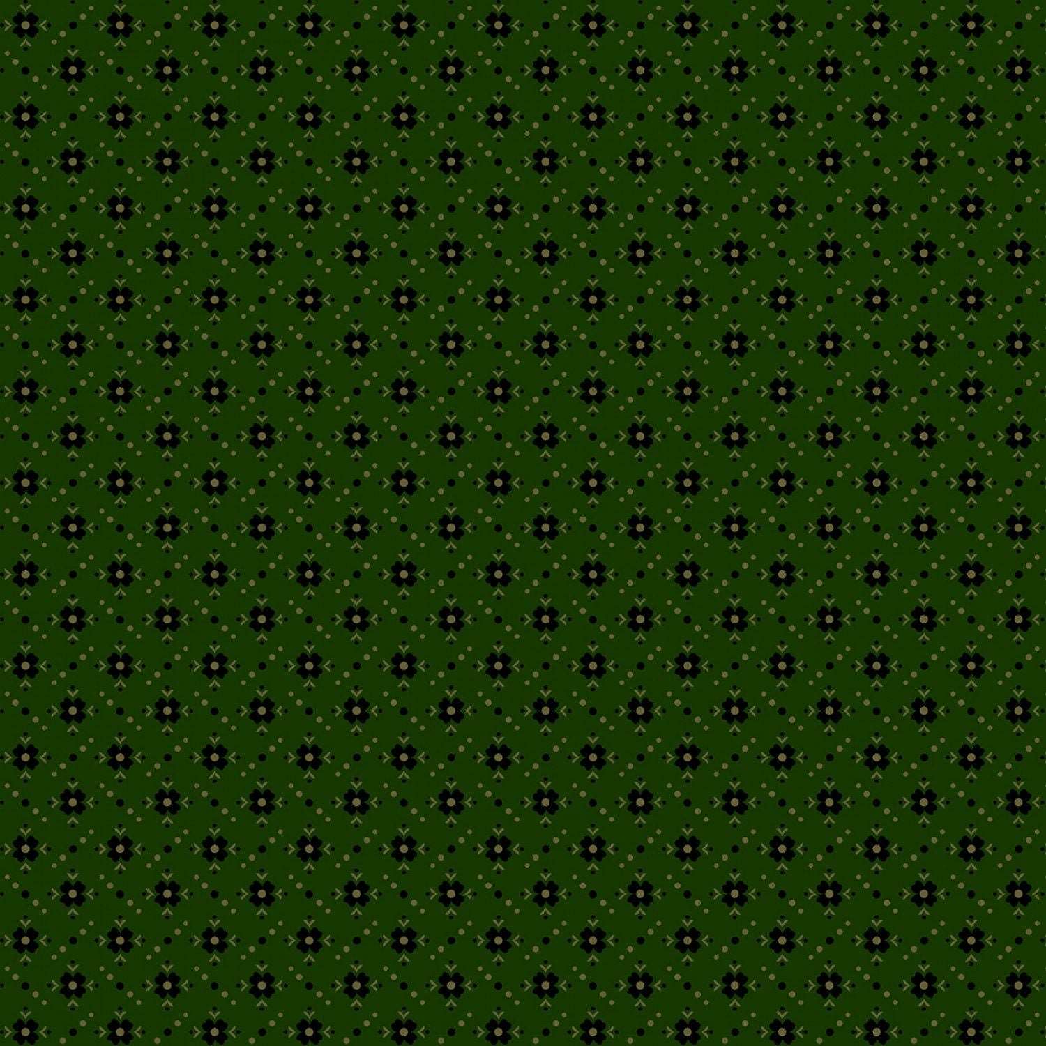 Prairie Dry Goods by Pam Buda Dark Green Porch Flowers # R1754-DKGREEN