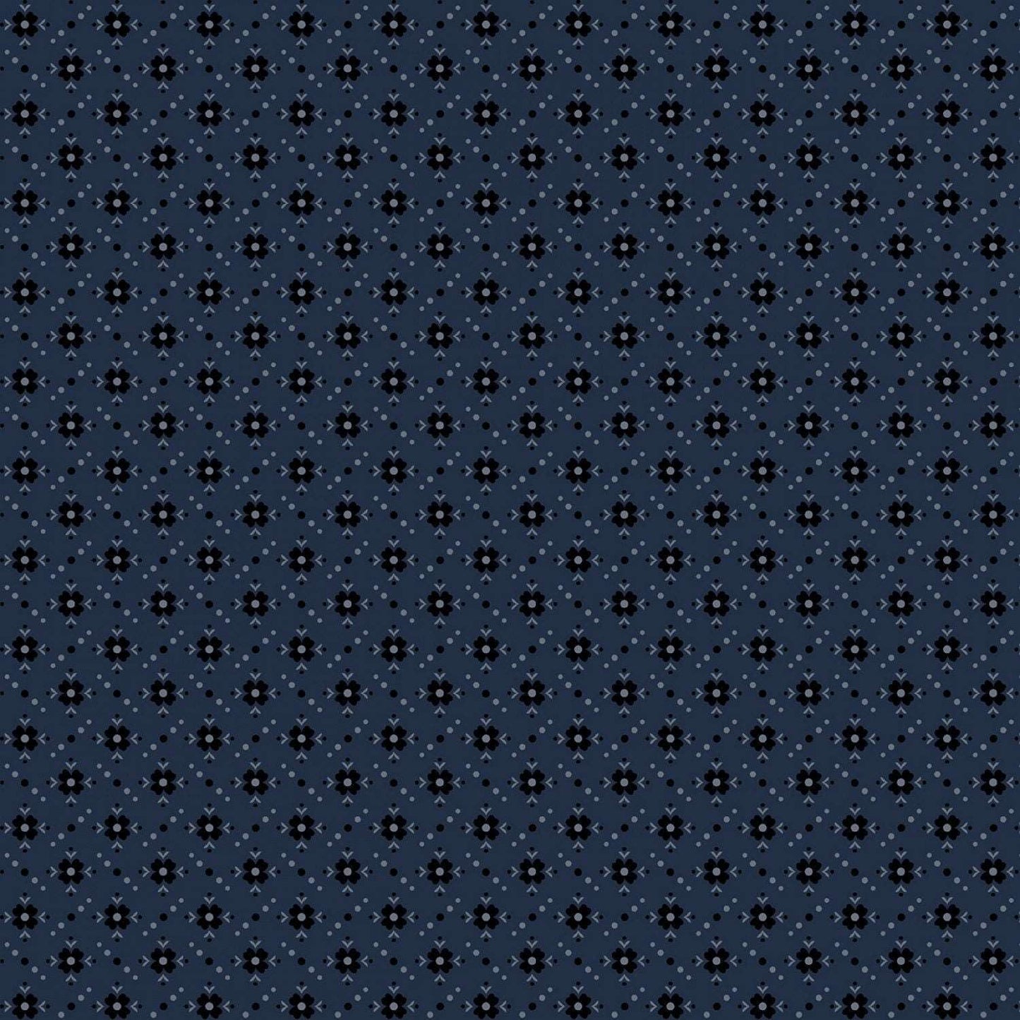 Prairie Dry Goods by Pam Buda Navy Porch Flowers # R1754-NAVY