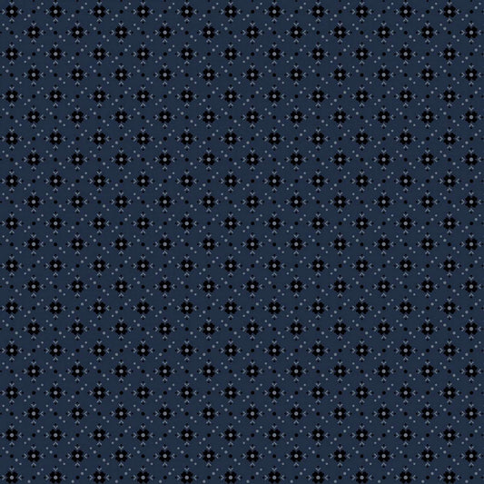 Prairie Dry Goods by Pam Buda Navy Porch Flowers # R1754-NAVY