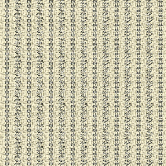 Prairie Dry Goods by Pam Buda Blue Gray Floral Stripe # R1761-BLUEGRAY