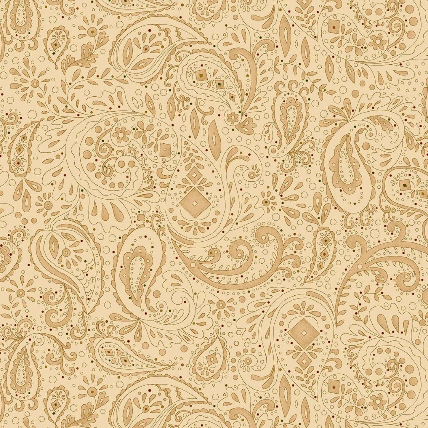 Beige Paisley Tiny Dot 108in Wide Back by Kim Diehl # 0891-44