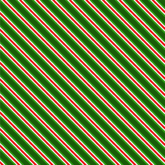 Noel by Oasis Fabrics Diagonal Stripe Green # 595342