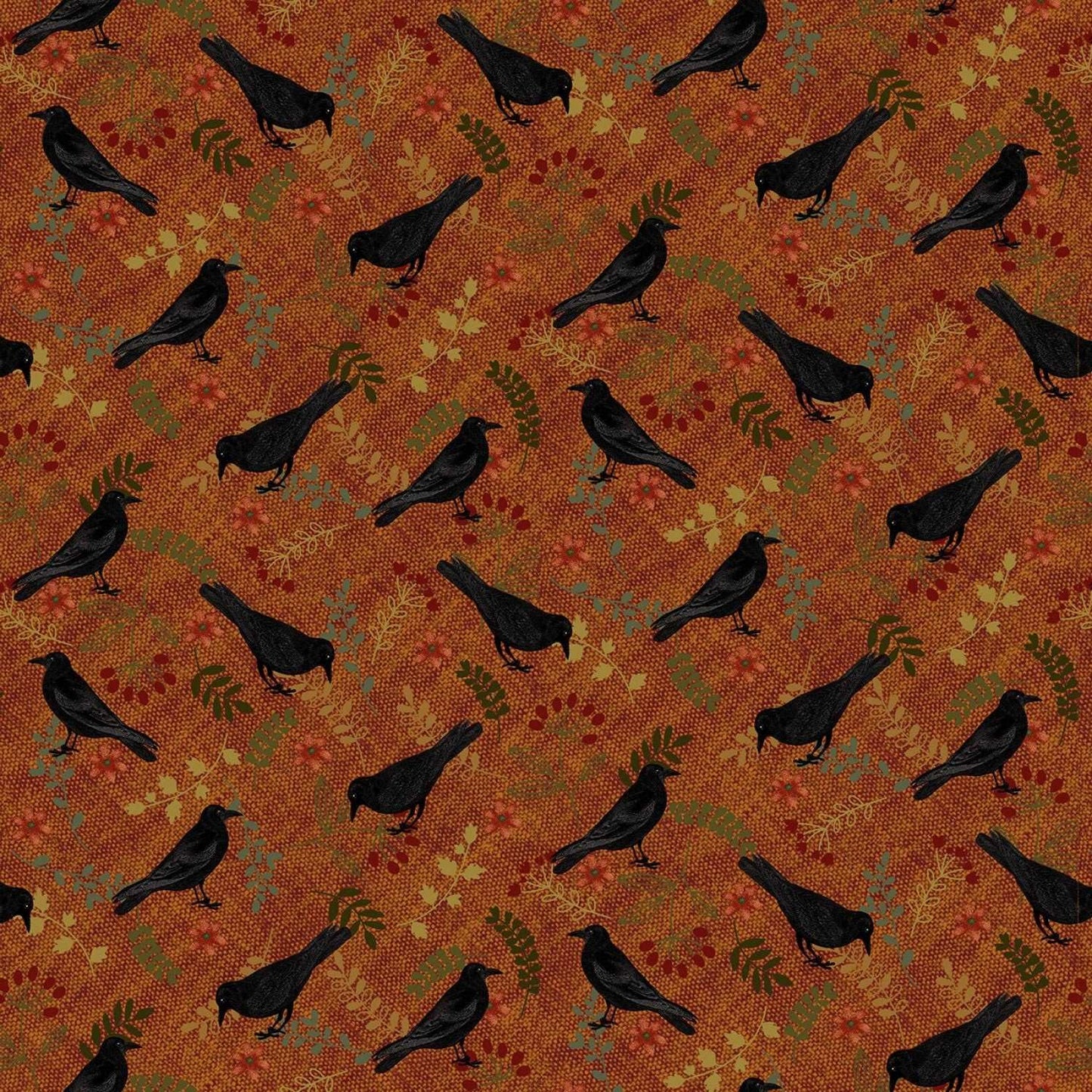 Cavalier Crows by Jan Mott Pumpkin Allover Crows # 2812-35