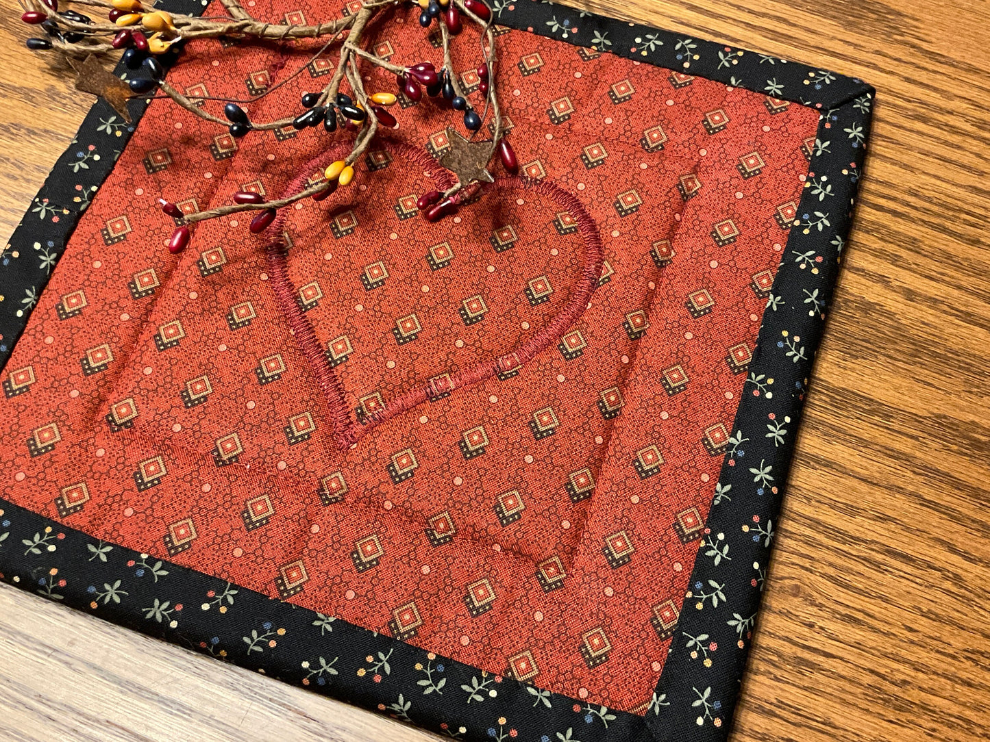 Primitive Farmhouse Valentine Potholders Item #1609