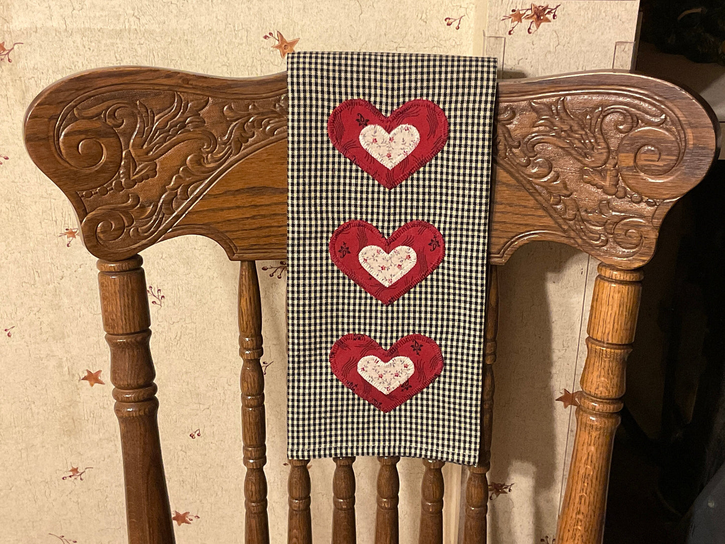 Valentine Primitive Farmhouse Valentine Hearts Towel #1834
