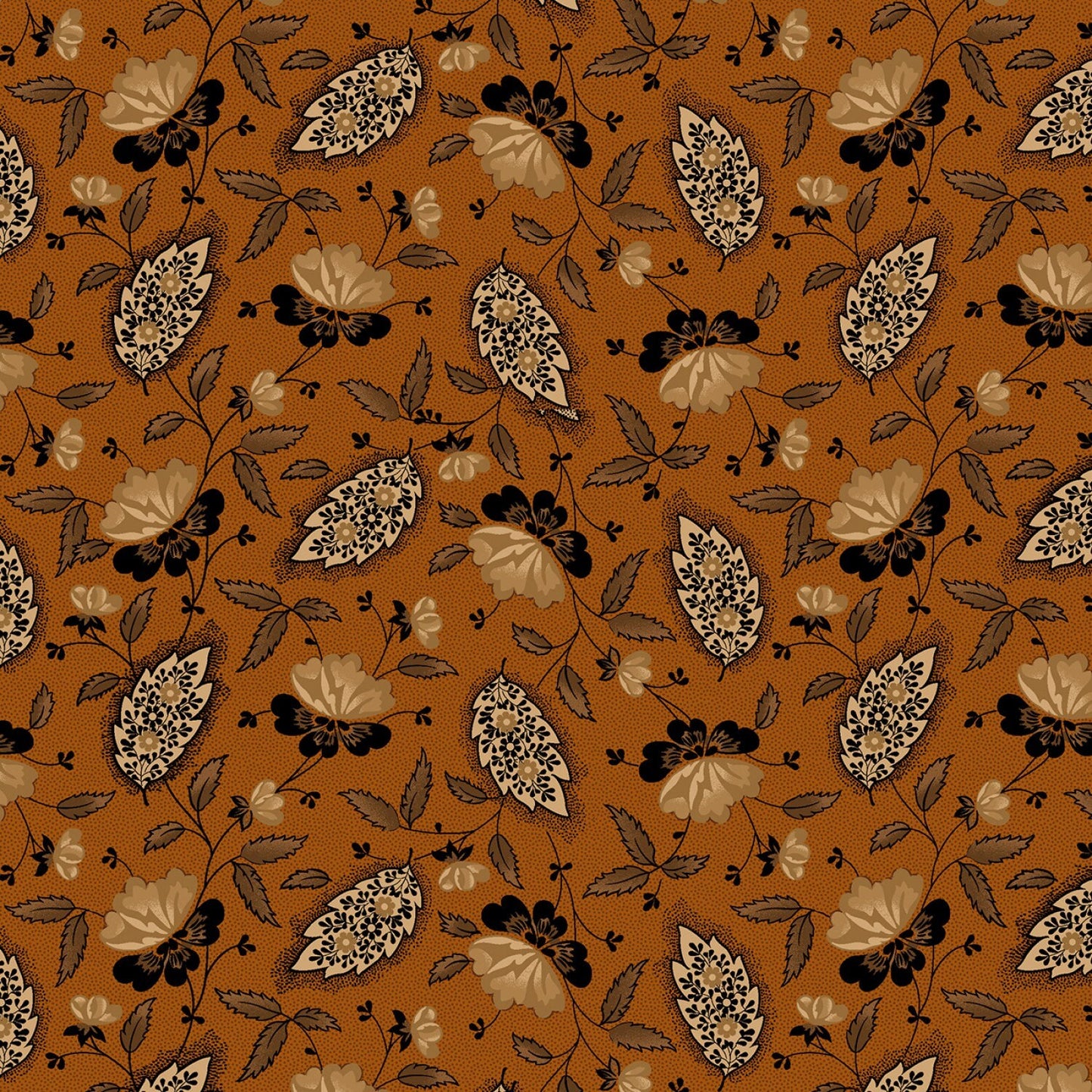 Cheddar & Coal 2 by Pam Buda Rust Paisley Beauty # R170581-RUST