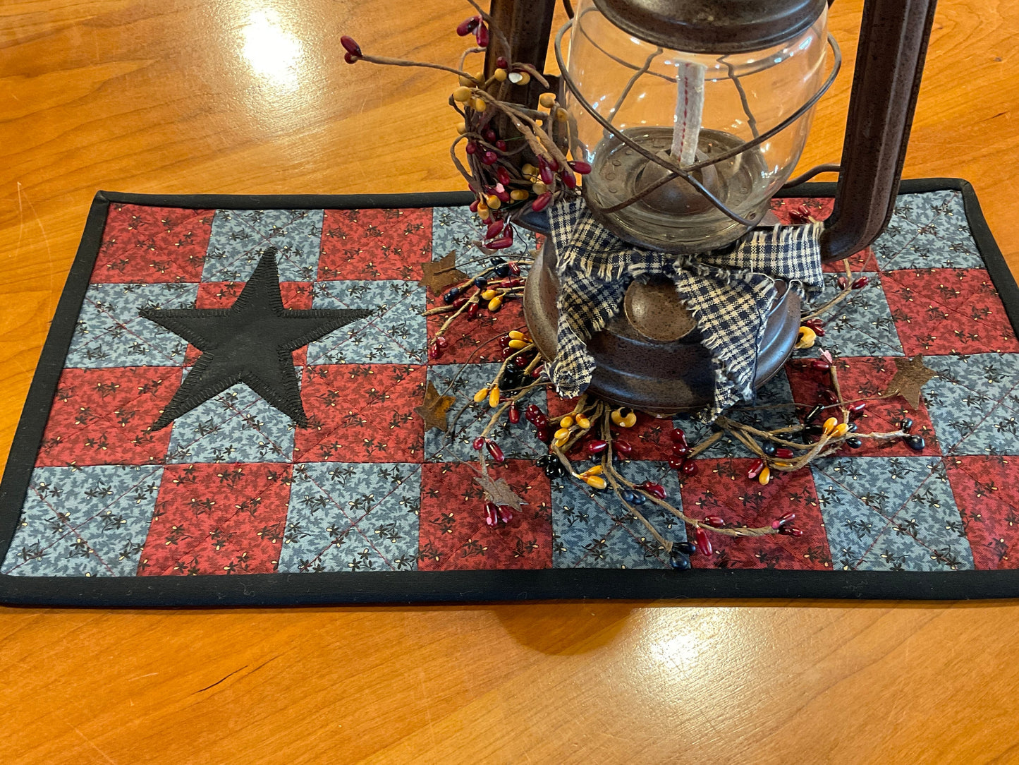 Primitive Farmhouse Americana Table Runner Item #1689