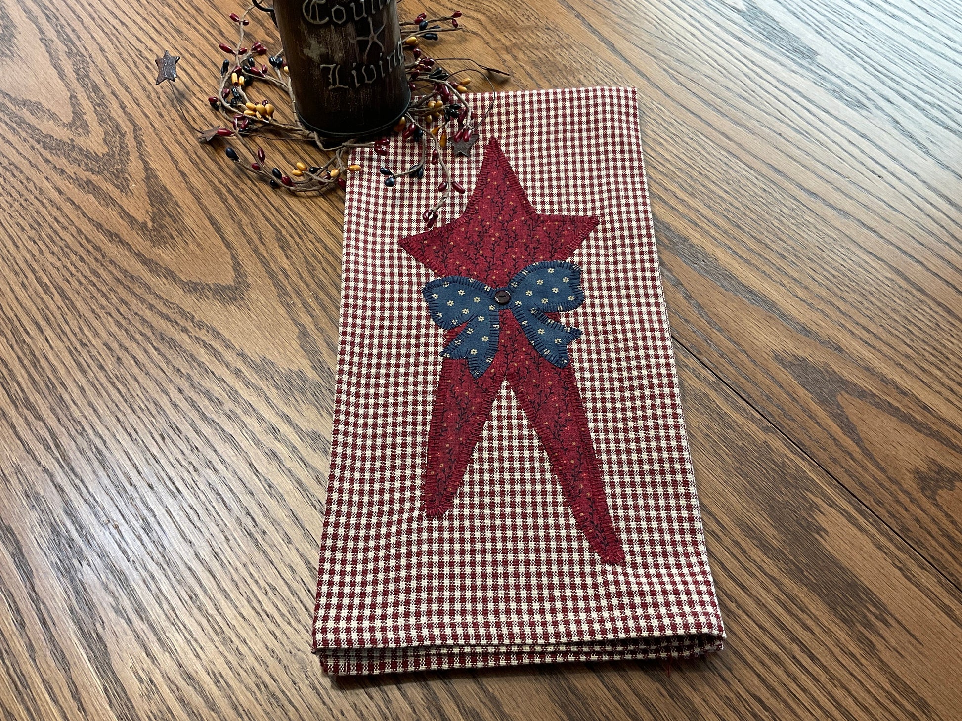 Primitive Farmhouse Americana Star Towel Item # 1714