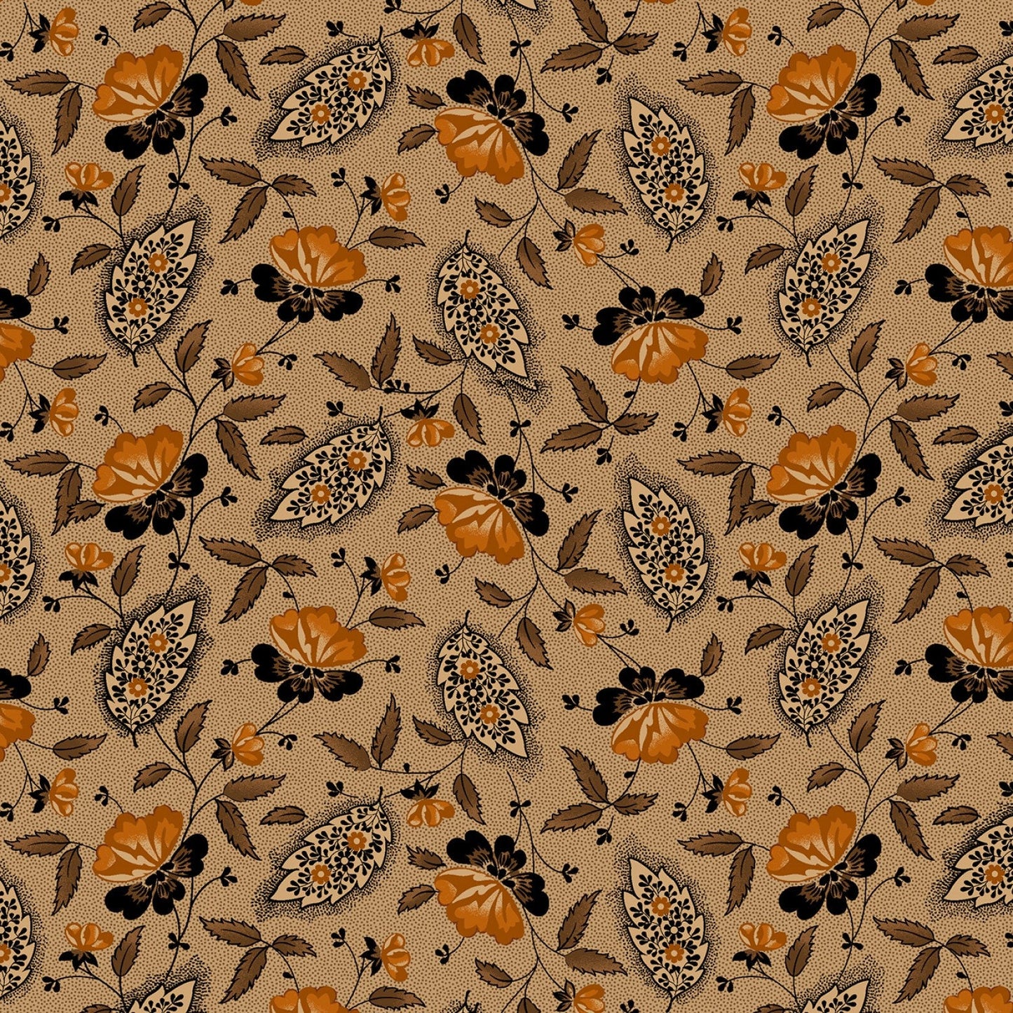 Cheddar & Coal 2 by Pam Buda Beige Paisley Beauty # R170581-BEIGE