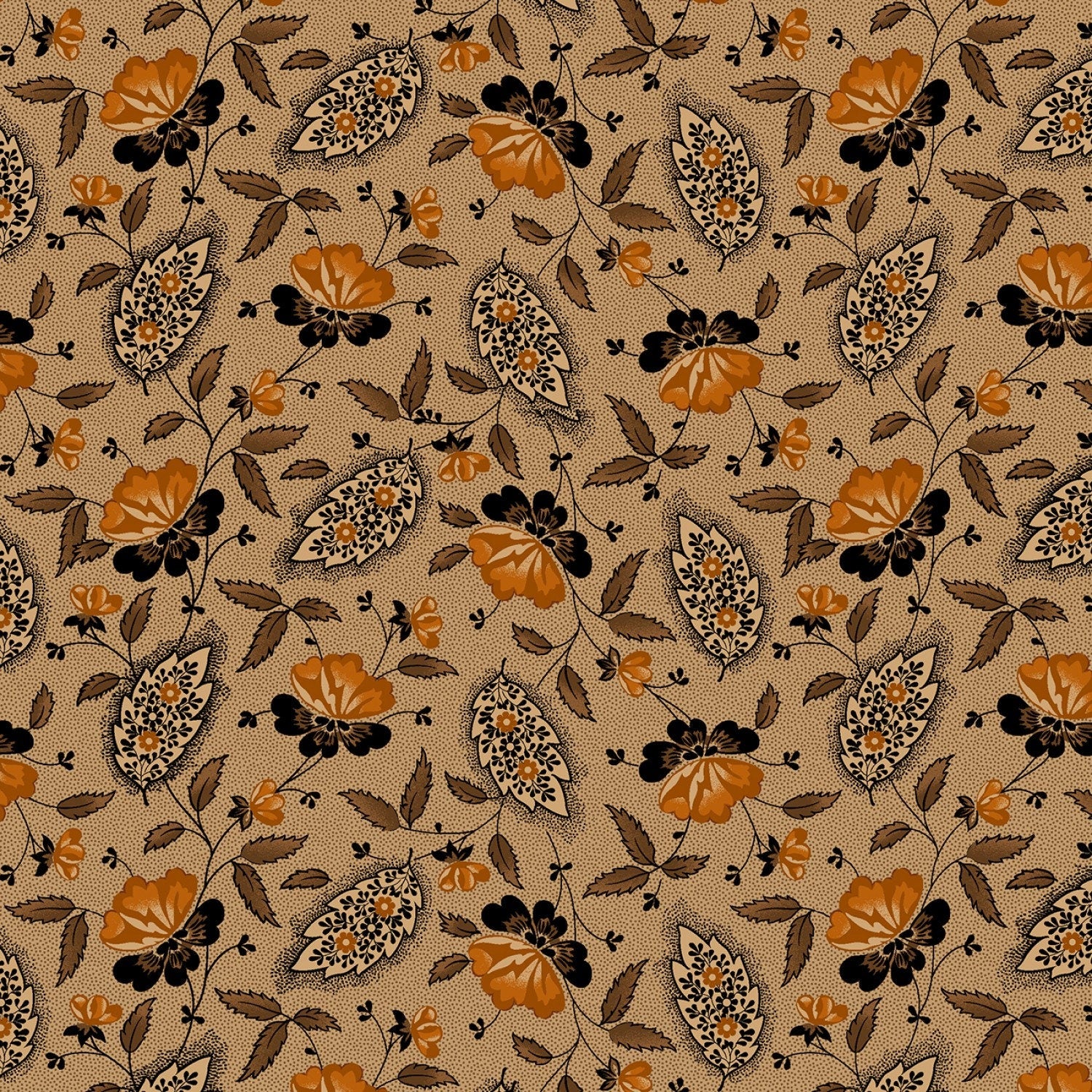 Cheddar & Coal 2 by Pam Buda Beige Paisley Beauty # R170581-BEIGE