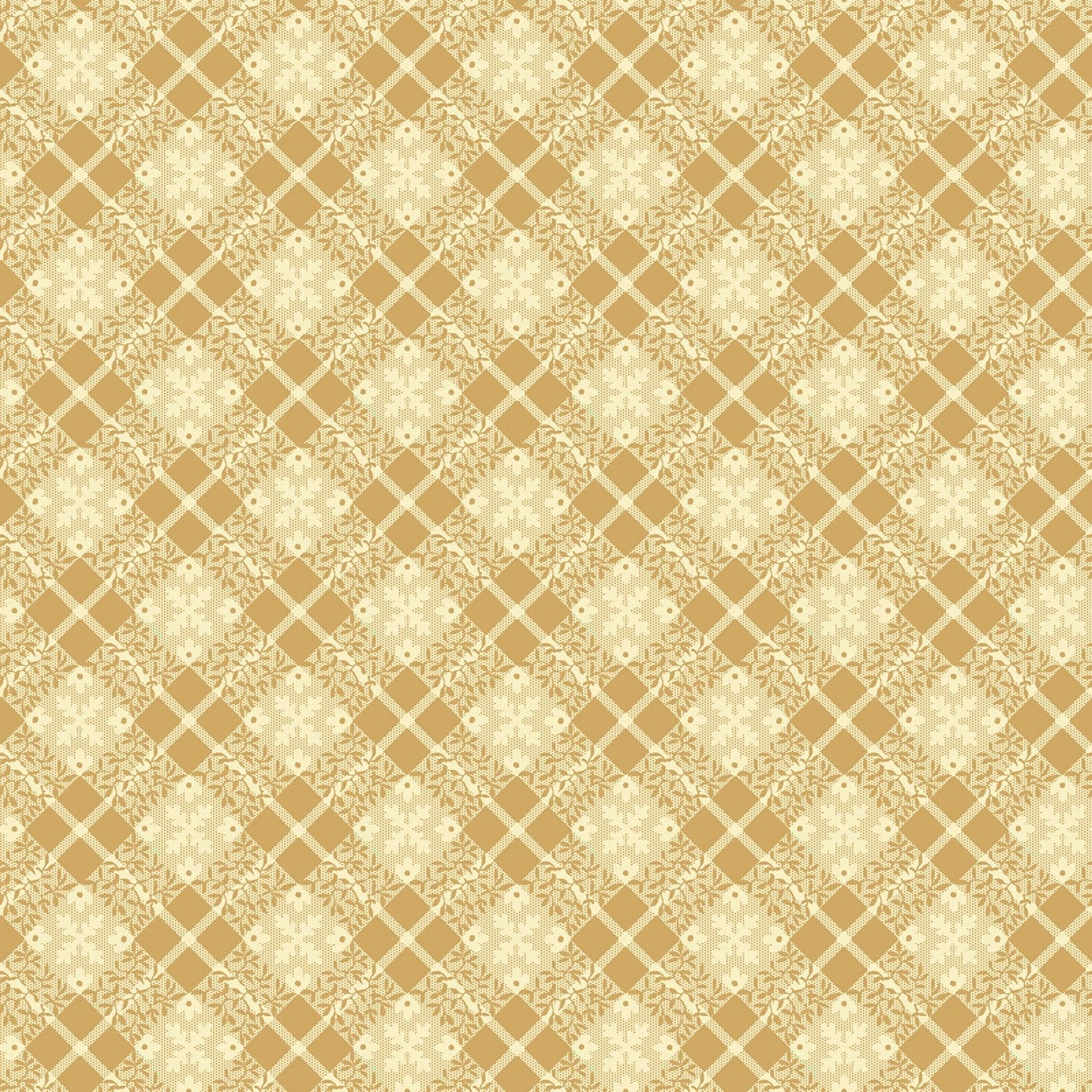 Golden Era by Paula Barnes Tan Floral Plaid # R220646-TAN