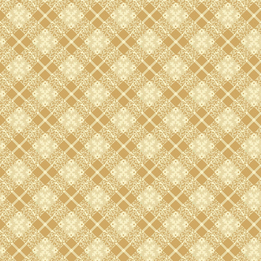 Golden Era by Paula Barnes Tan Floral Plaid # R220646-TAN