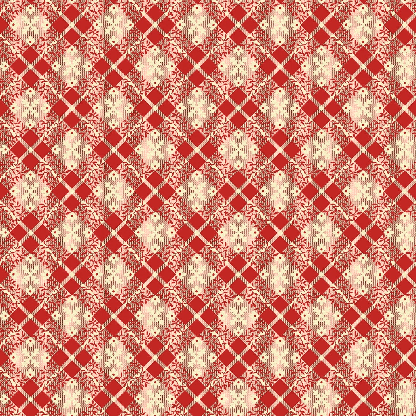 Golden Era by Paula Barnes Red Floral Plaid # R220646-RED