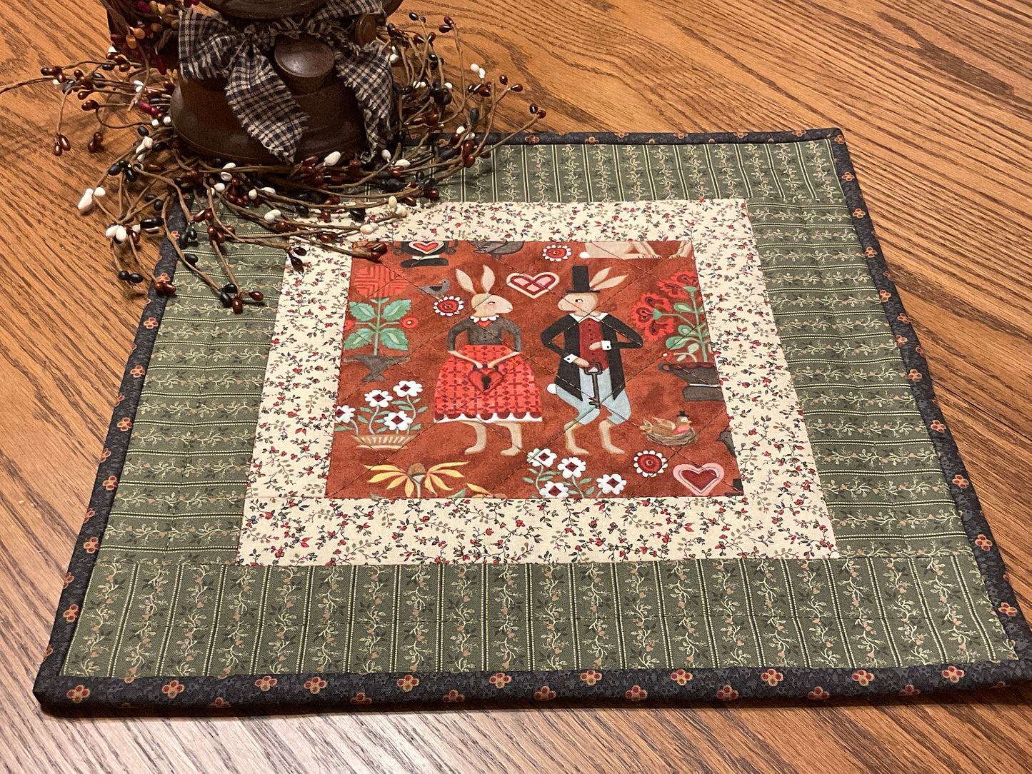 Easter Bunny Primitive Farmhouse Table Topper Item #1859