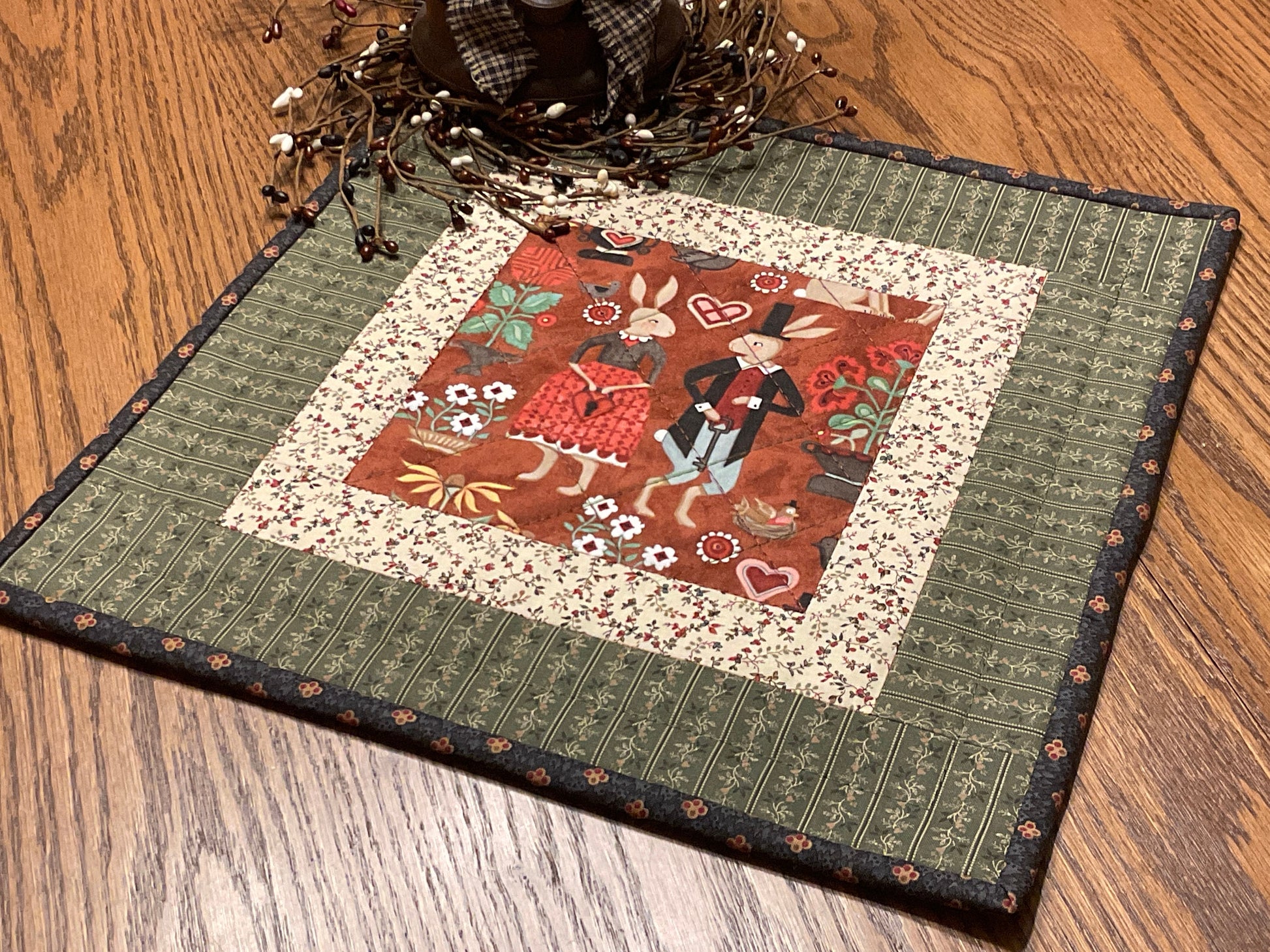 Easter Bunny Primitive Farmhouse Table Topper Item #1859