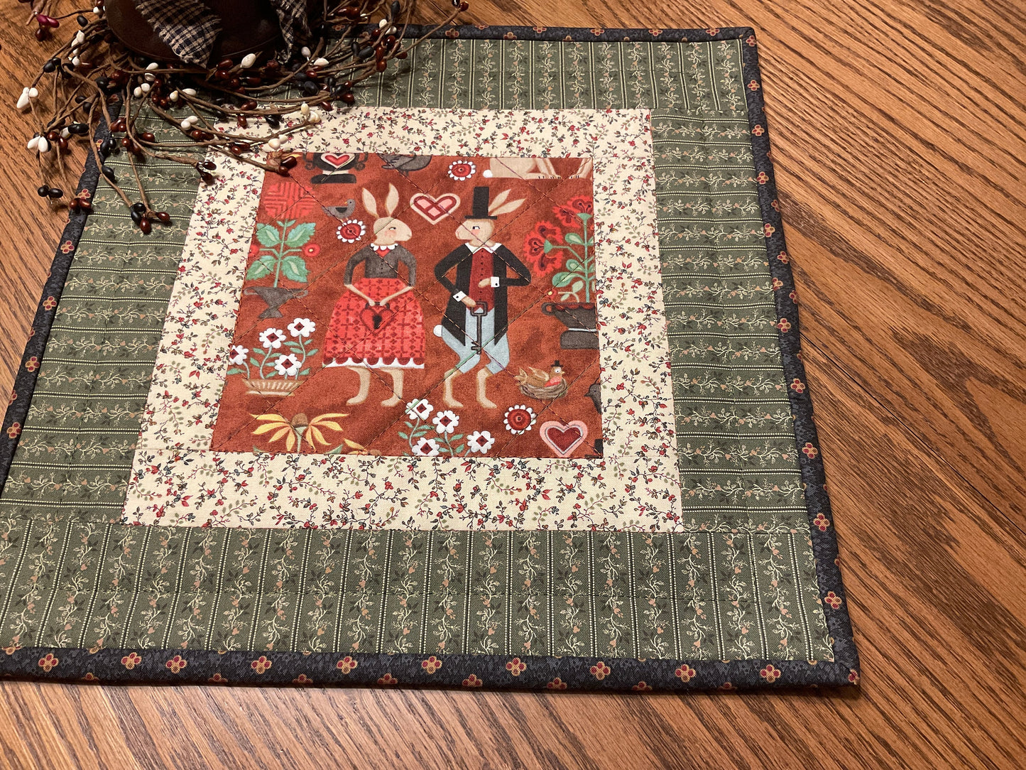 Easter Bunny Primitive Farmhouse Table Topper Item #1860