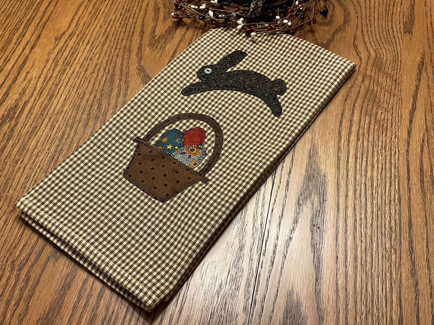 Primitive Farmhouse Easter Bunny Towel Item #1873