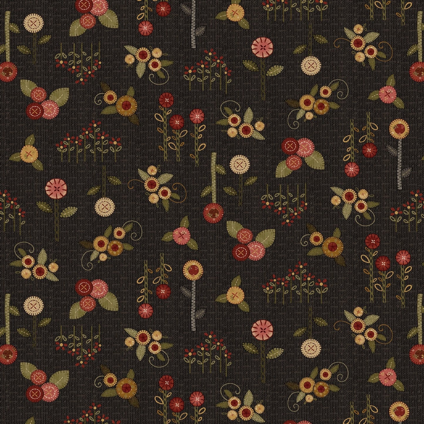 Home Sweet Home by Debbie Busby Black Small Applique Flowers # 3167-99