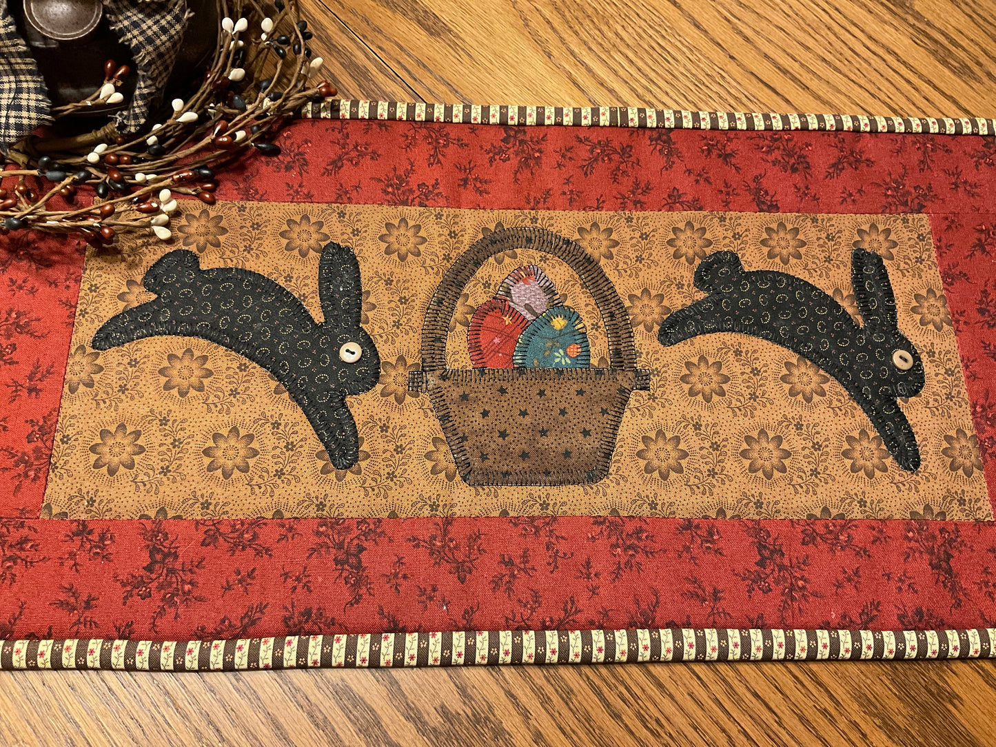 Primitive Farmhouse Easter Bunny Table Runner Item #1879