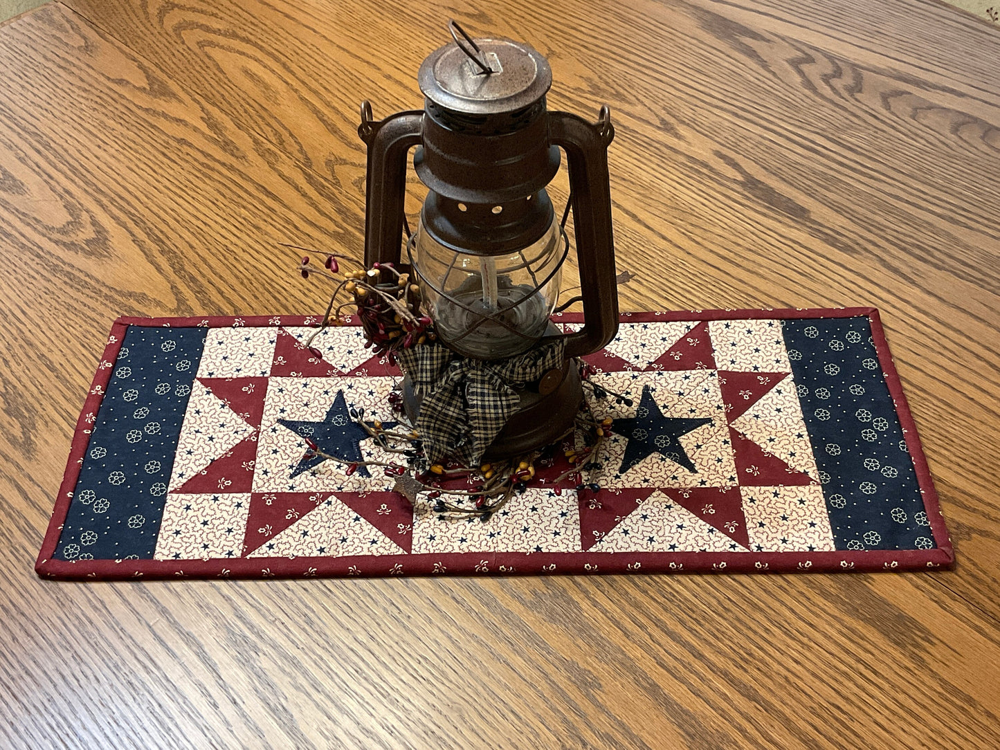 Primitive Farmhouse Americana Patriotic Table Runner Item #1896