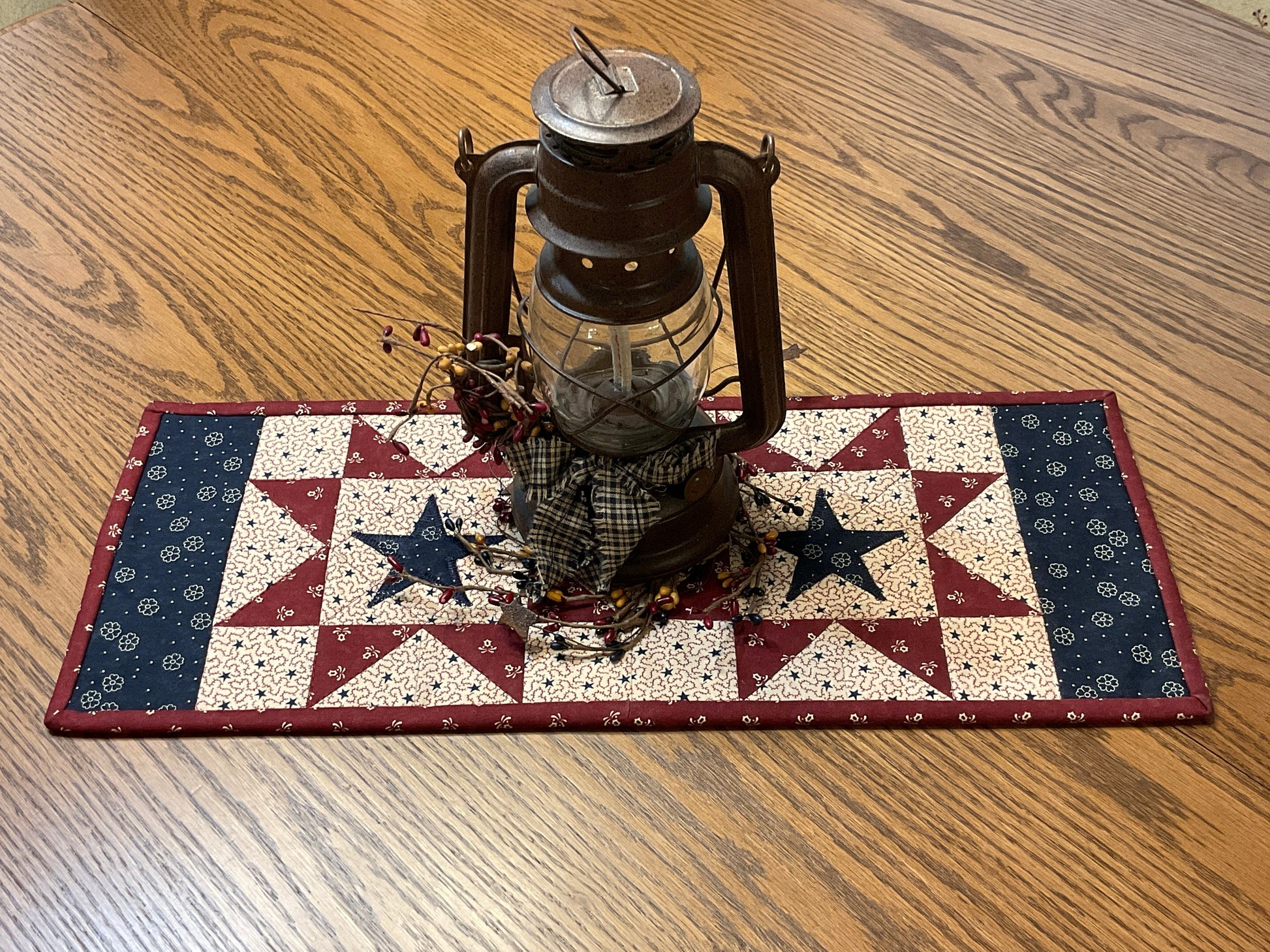 Primitive Farmhouse Americana Patriotic Table Runner Item #2032