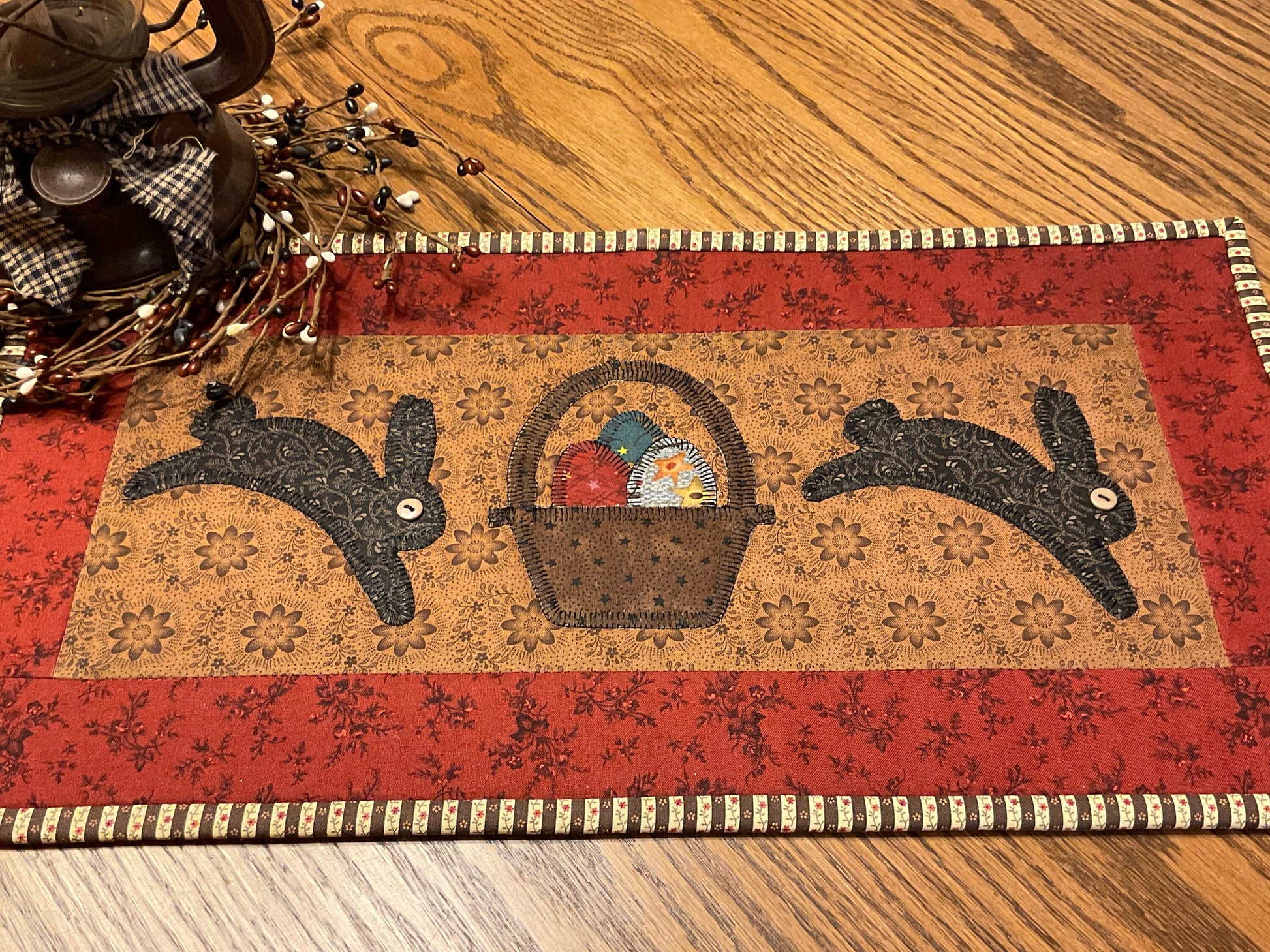 Primitive Farmhouse Easter Bunny Table Runner Item #1872