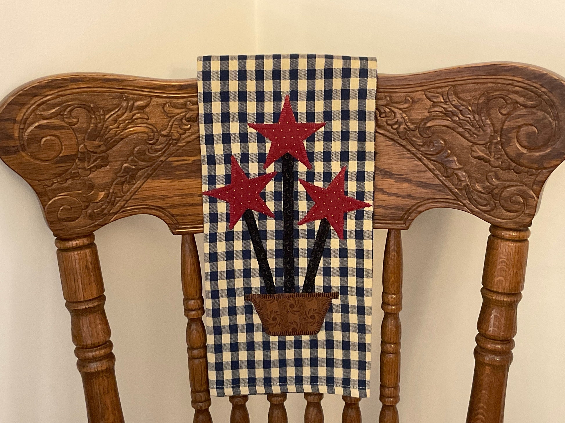 Primitive Farmhouse Americana Star Towel Item #1891