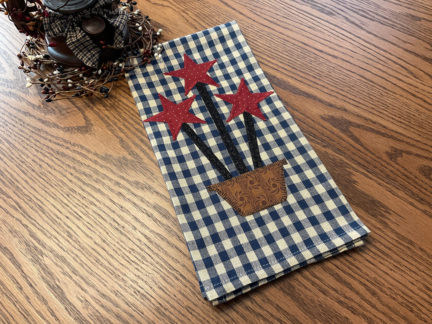 Primitive Farmhouse Americana Star Towel Item #1891