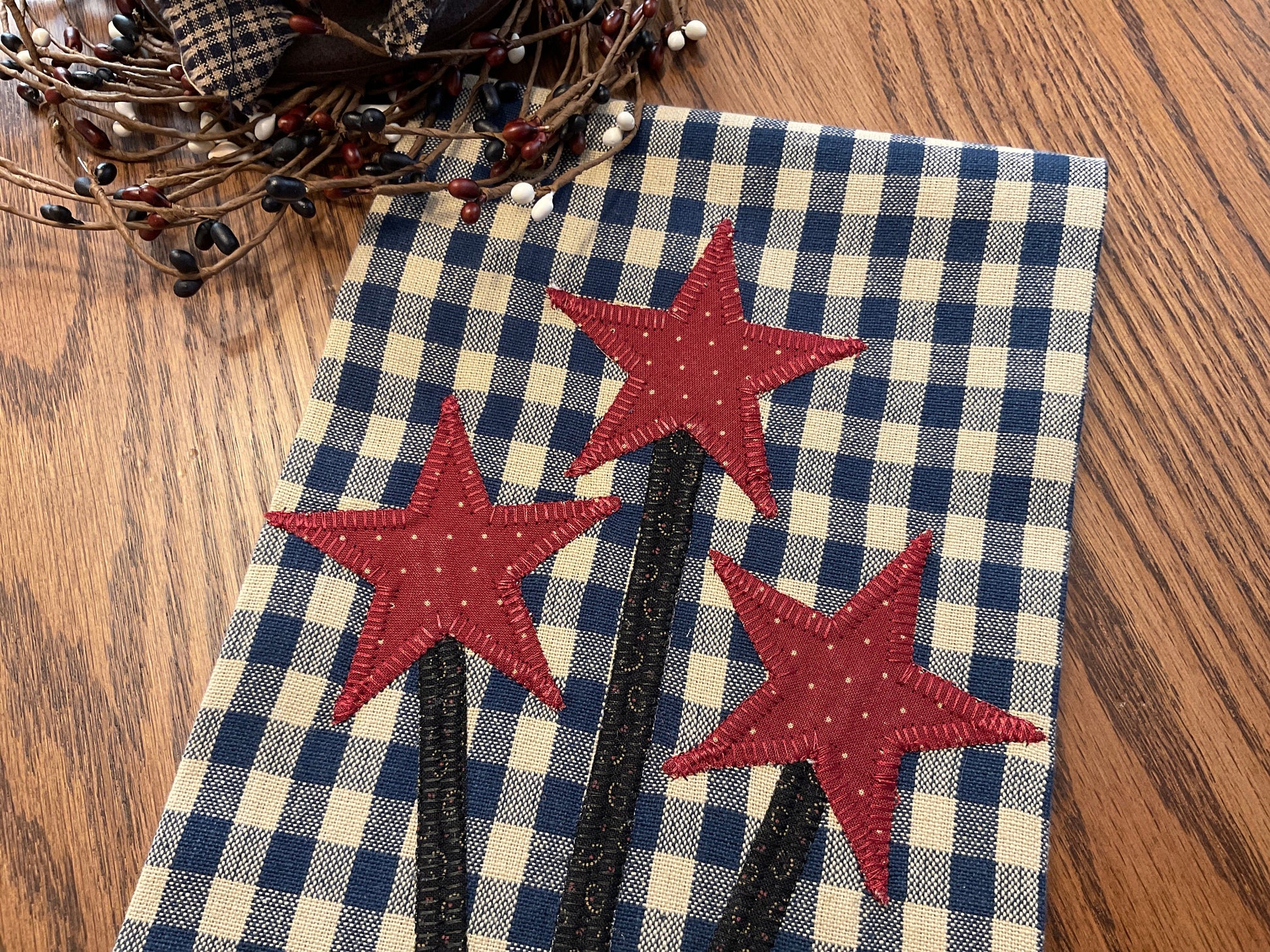 Primitive Farmhouse Americana Star Towel Item #1891