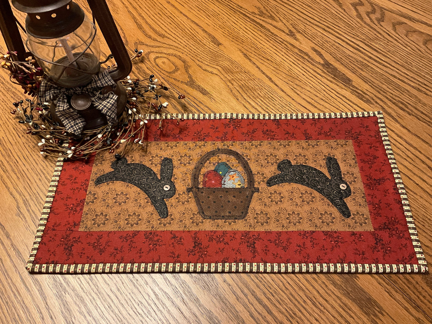 Primitive Farmhouse Easter Bunny Table Runner Item #1872