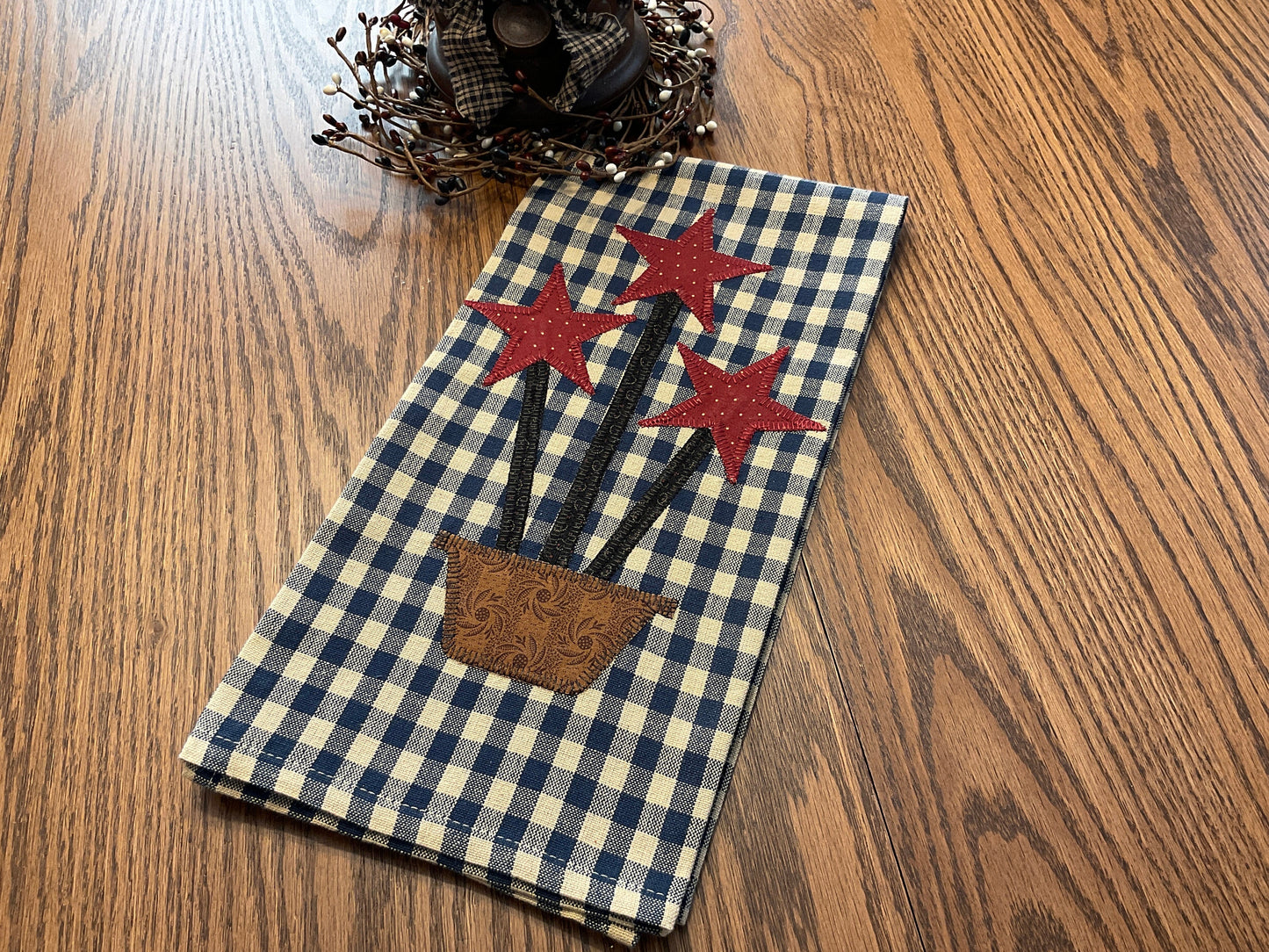 Primitive Farmhouse Americana Star Towel Item #1891