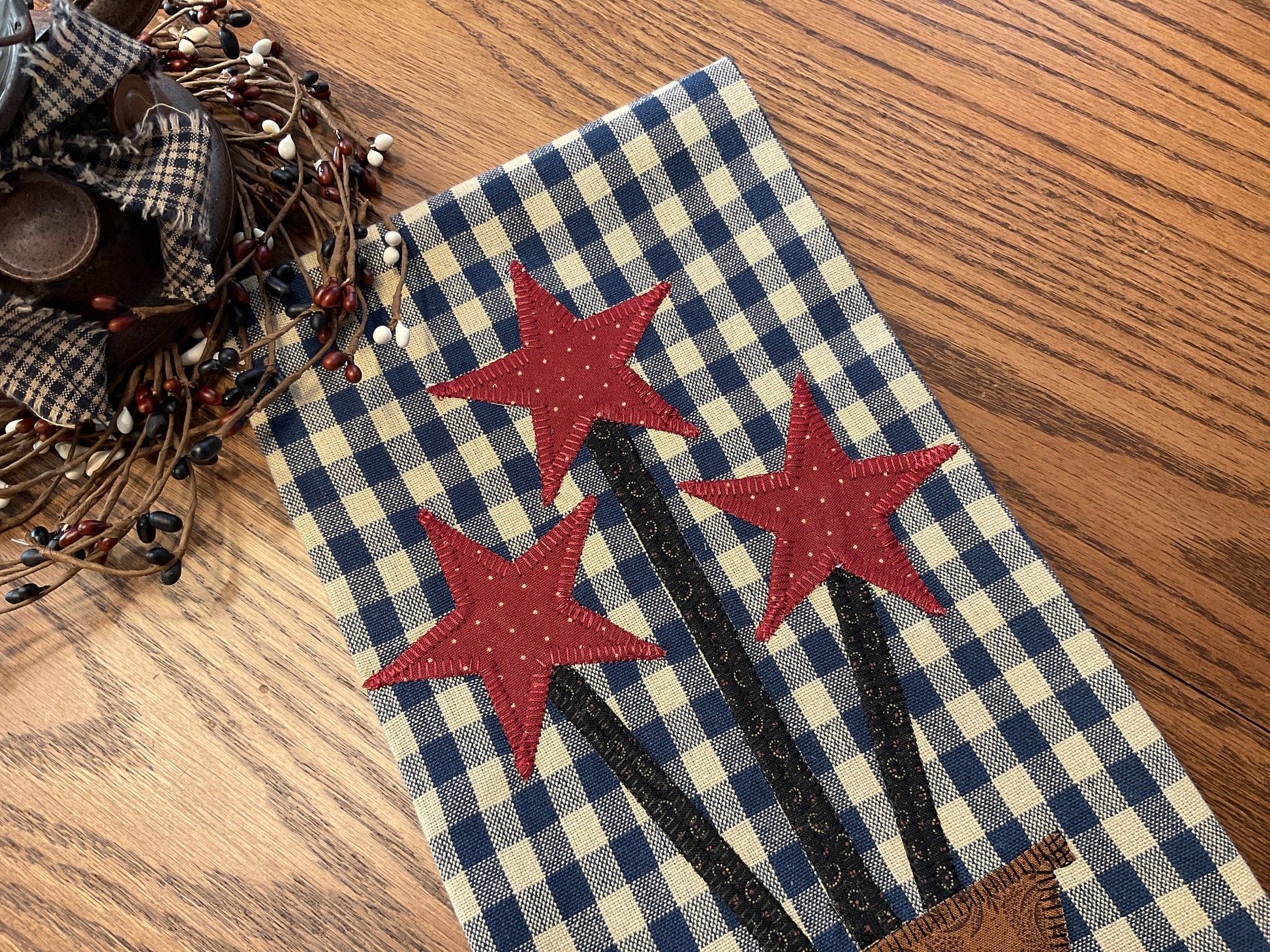 Primitive Farmhouse Americana Star Towel Item #1891