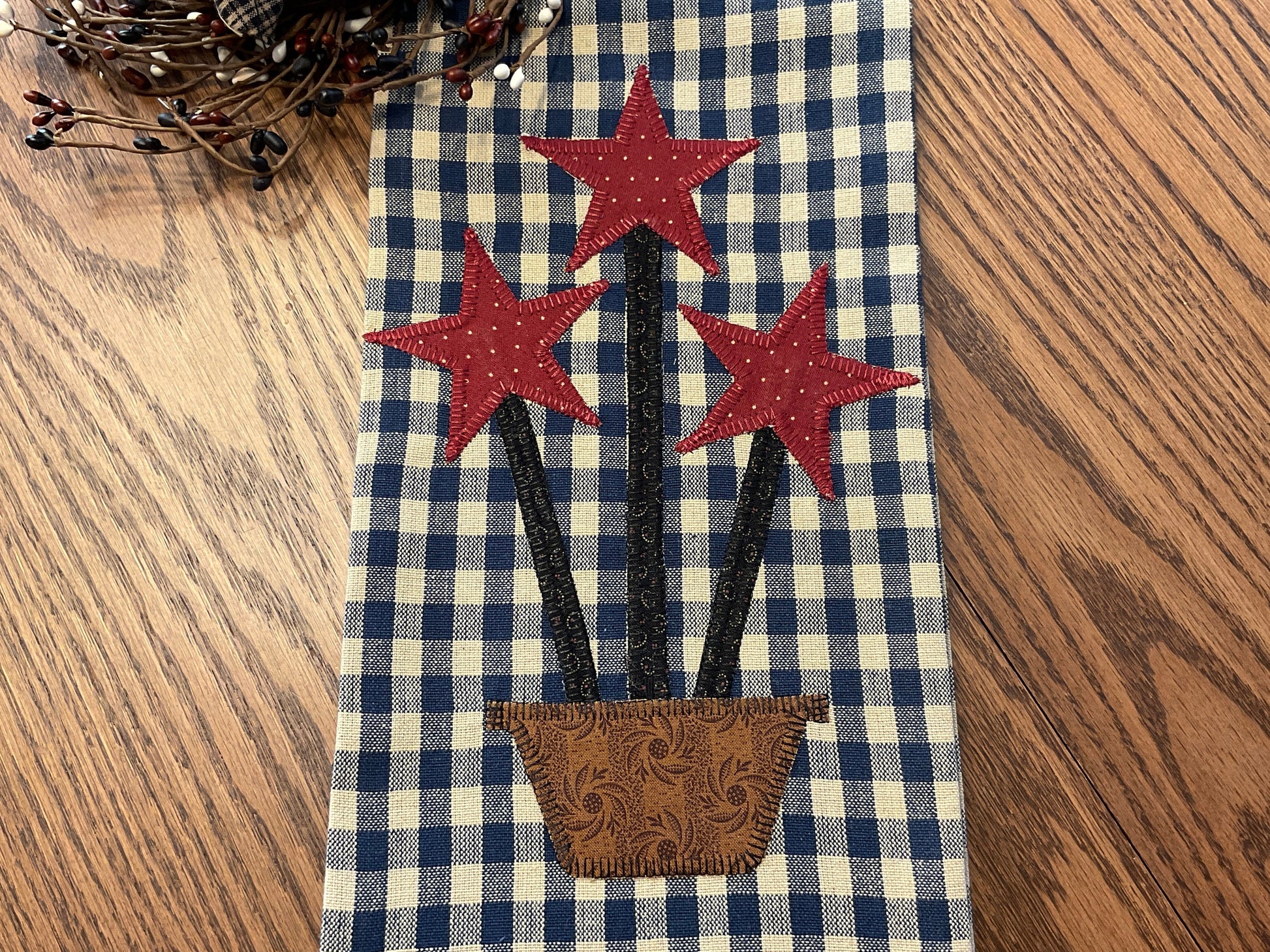 Primitive Farmhouse Americana Star Towel Item #1891