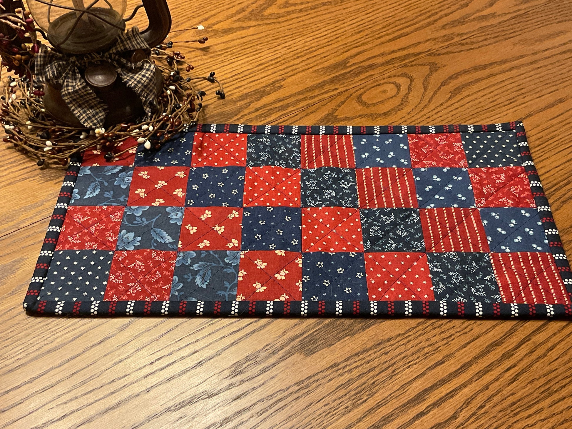 Primitive Farmhouse Americana Table Runner Item #1909