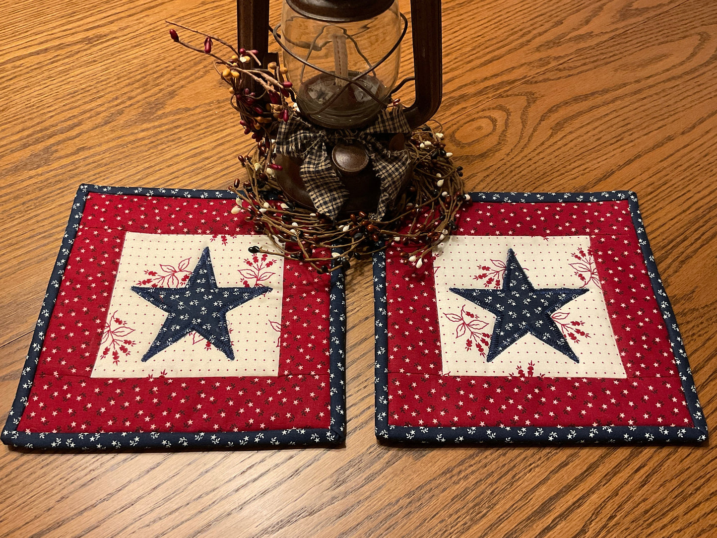 Primitive Farmhouse Americana Potholders Item #1900